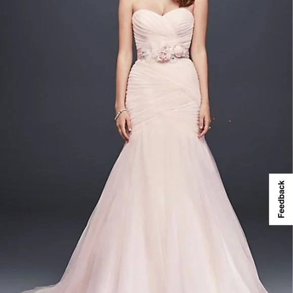 chinese dress ladies Ruched Strapless Vneck Mermaid Wedding Dress with Ruffle Skirt Ivory / 16W